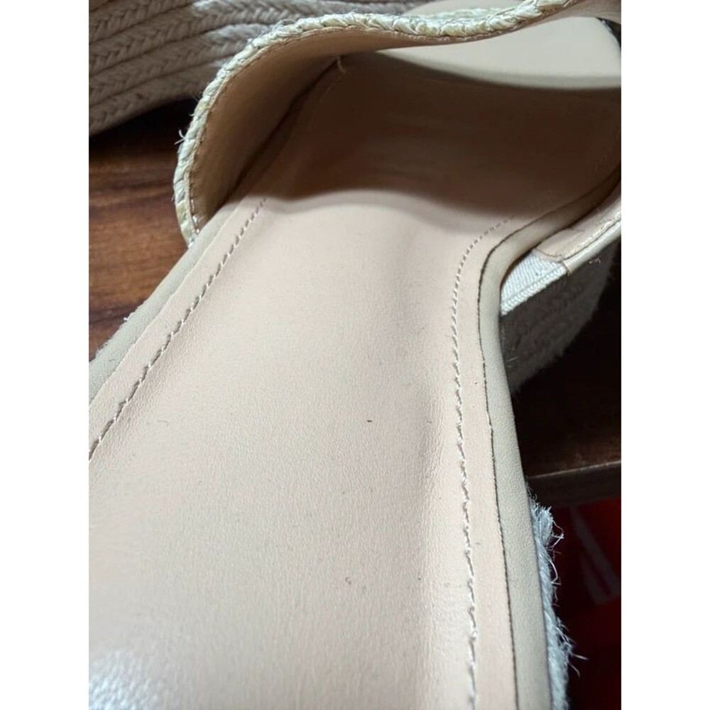 Womens Wedge Sandals 7.5 EUC Braided Straw Platform Slide Mules Beige - Picture 5 of 5